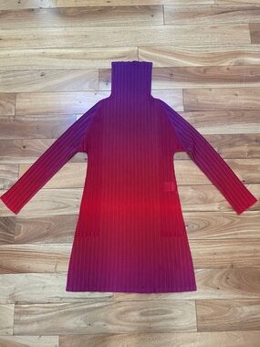 Pleats Please Issey Miyake Ombré Purple Red Fushia Pleated Dress Sz 3